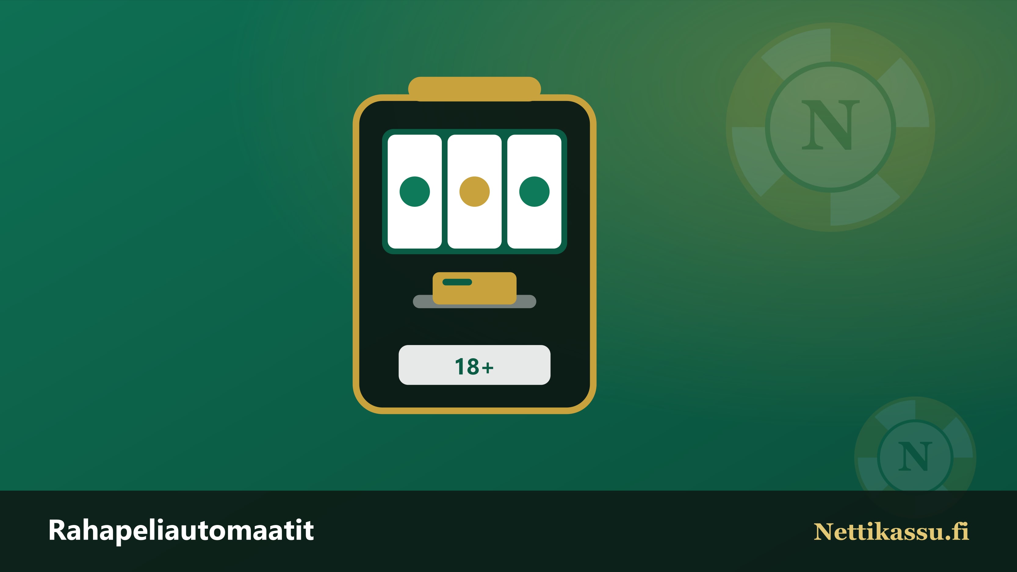 Peliautomaattikaappi, jonka korttilukijaan työnnetään tunnistekortti, ja 18+ -merkintä