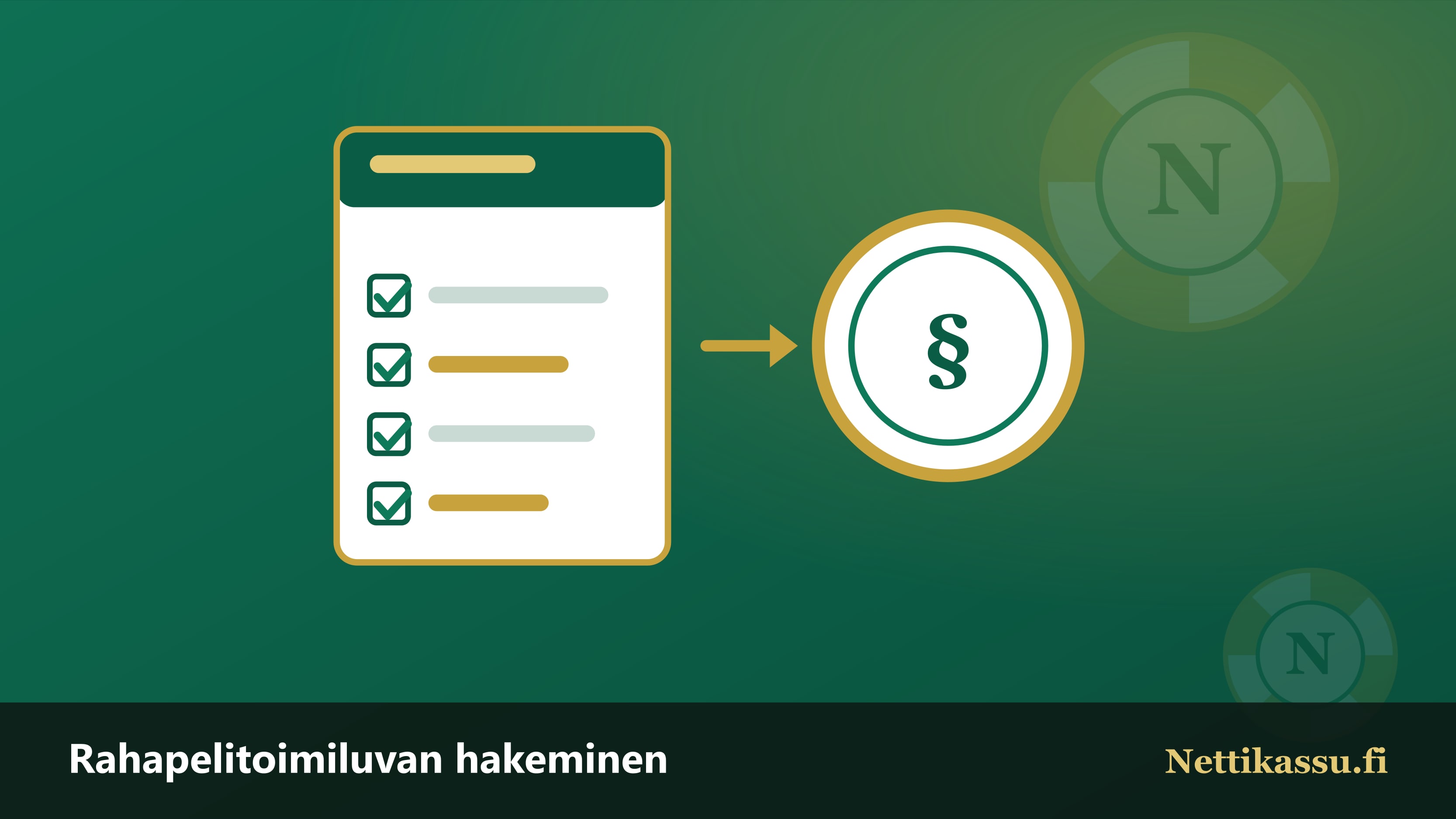Lupahakemuslomake, jossa rastitettuja toimeenpanomuotoja, ja viereinen lupasinetti